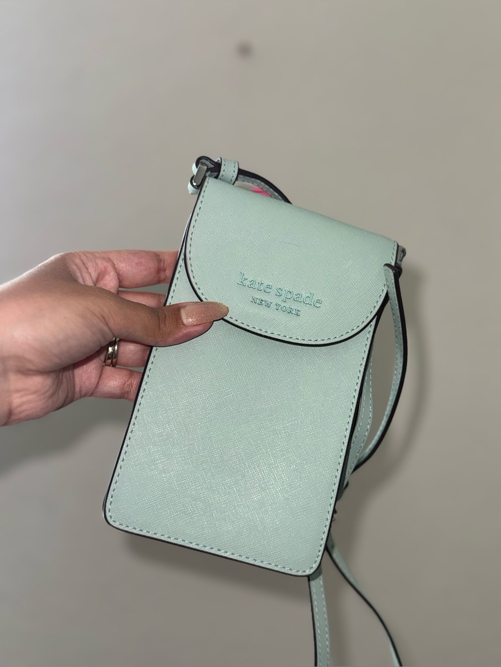 kate spade Mint Green Leather Crossbody Phone Pouch